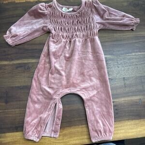 Jessica Simpson Pink Velvet Romper 6-9M